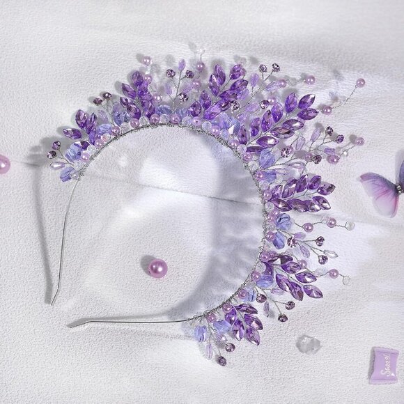 Purple Rhinestone Headpiece for Women Wedding Bridal Hair Accessory main image 4